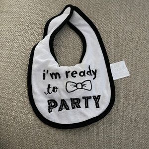 I’m Ready to Party White and black baby bib